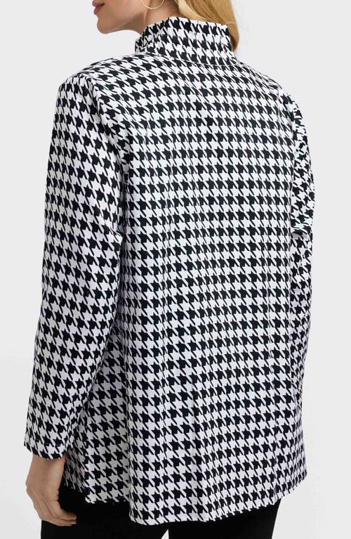 Foxcroft Carolina Houndstooth Print Cotton Button-up Shirt In Black