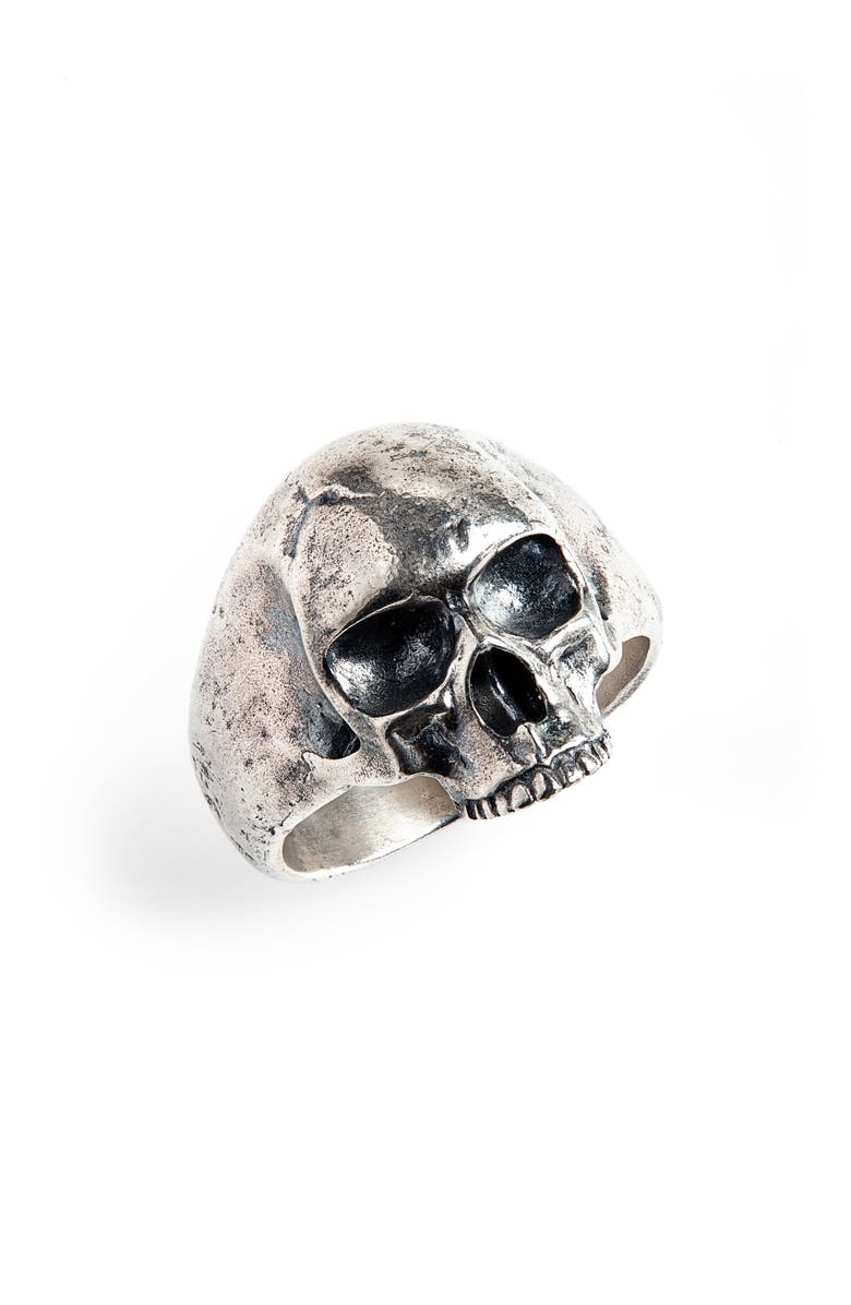 John Varvatos Skull Ring, Main, color, Metallic Silver