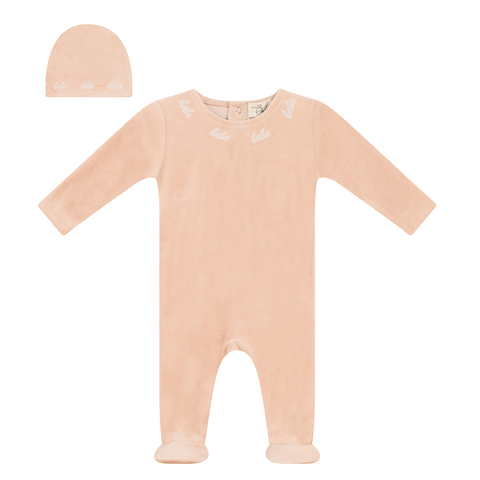Bebe Embroidered Velour Romper with Hat (Baby)