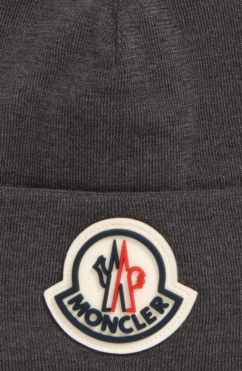 Moncler Logo Patch Wool Beanie, Alternate, color,