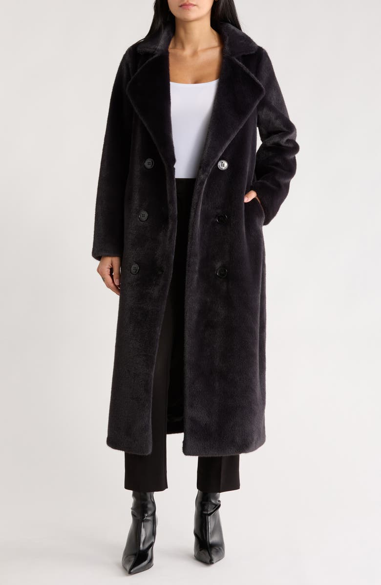 Michael Kors Double Breasted Faux Fur Coat, Alternate, color, Admiral