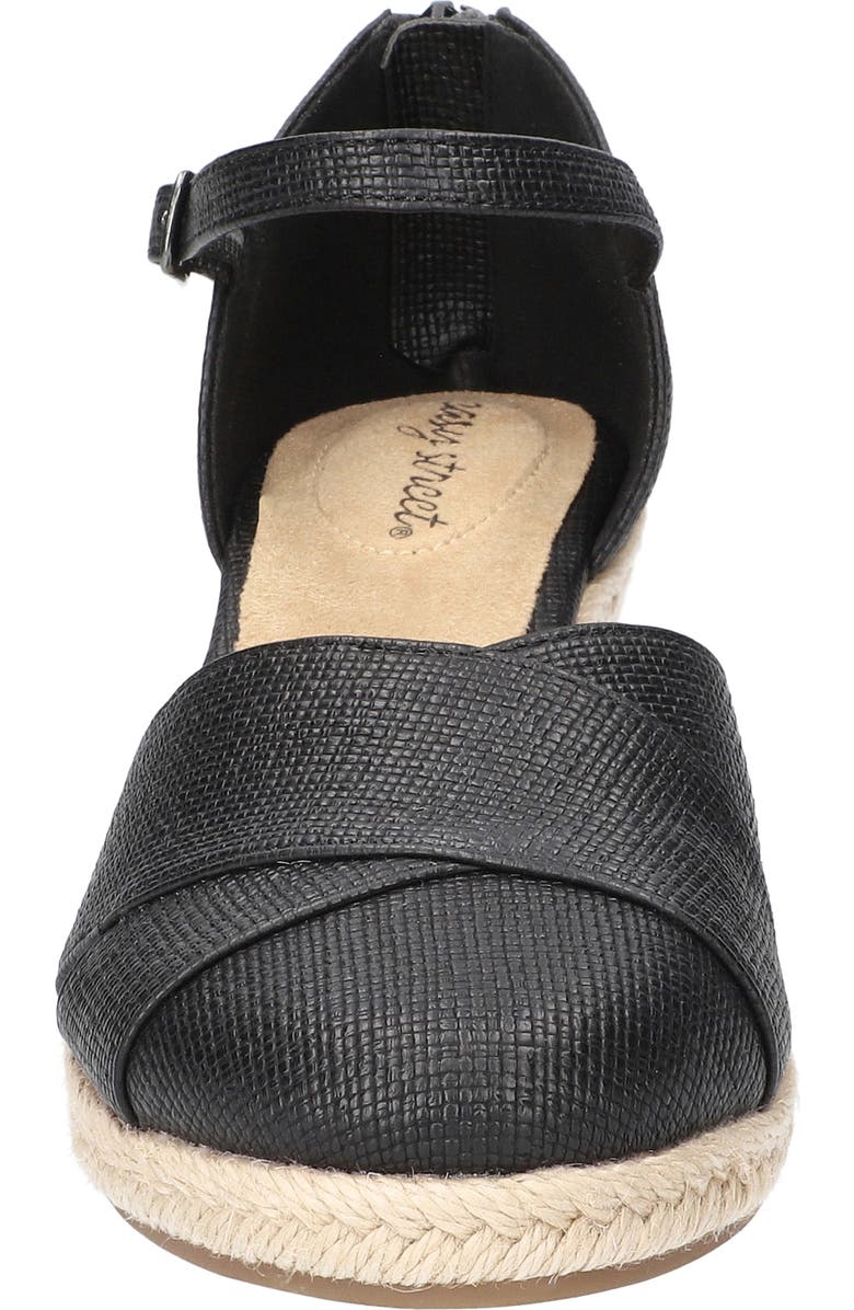 EASY STREET Coast Espadrille Wedge Sandal, Alternate, color, Black Linen Embossed