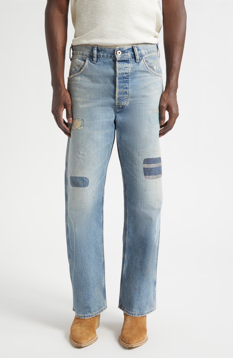 Double RL Relaxed Fit Repaired Carpenter Jeans, Main, color, Earlstone Wash