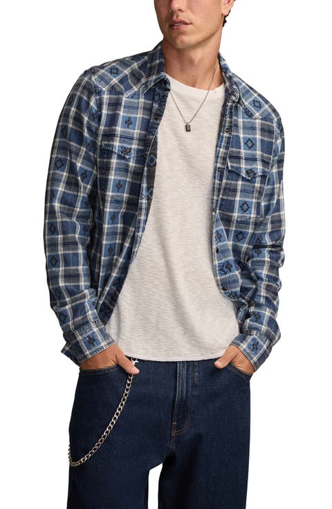 Plaid Cotton Dobby Snap-Up Western Shirt
