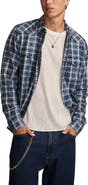 Lucky Brand Plaid Cotton Dobby Snap-Up Western Shirt