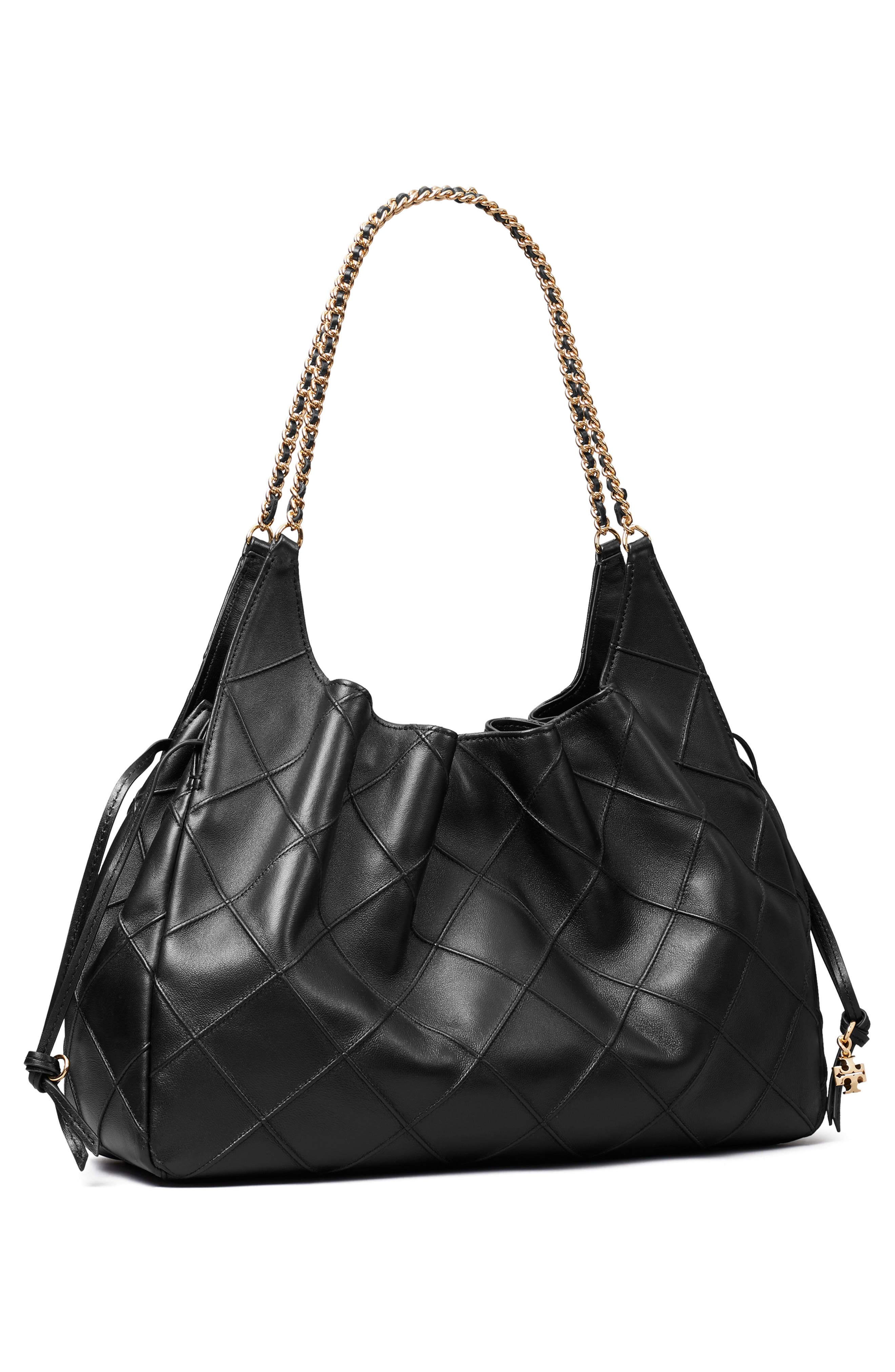 Tory Burch Large Fleming Leather Tote, Alternate, color, Black