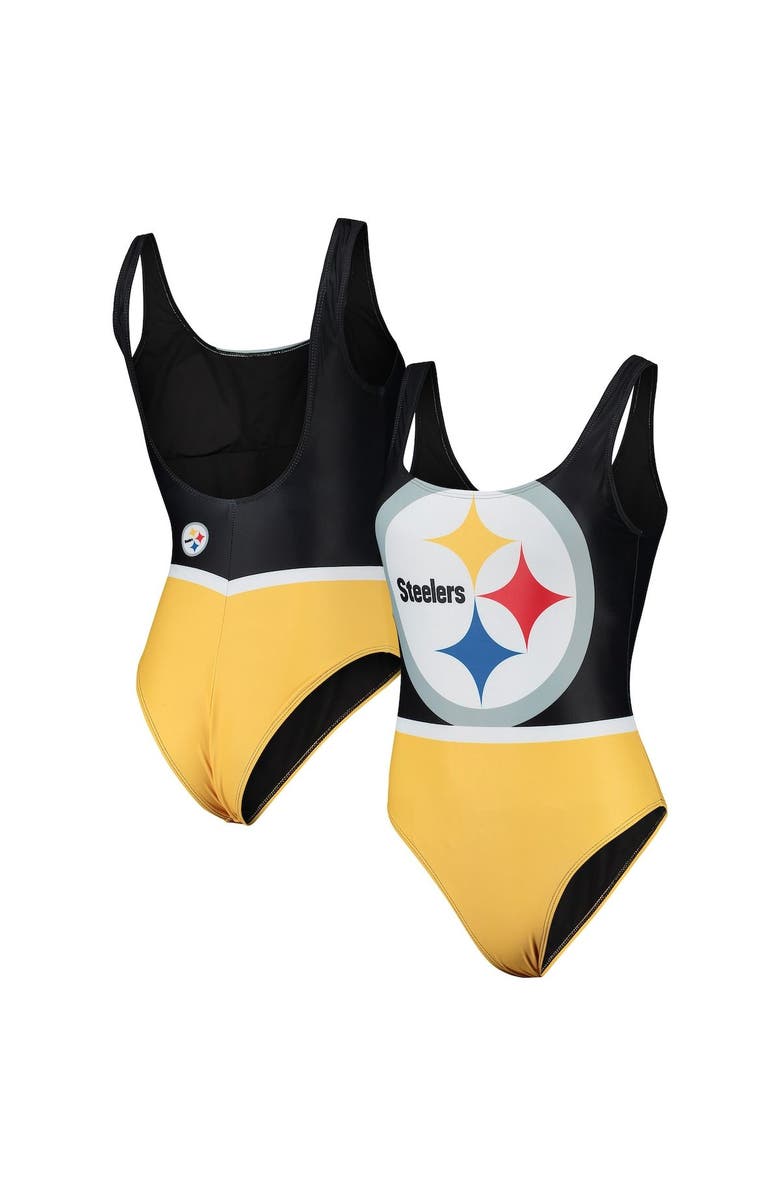 FOCO Women's FOCO Black Pittsburgh Steelers Team One-Piece Swimsuit, Main, color, 