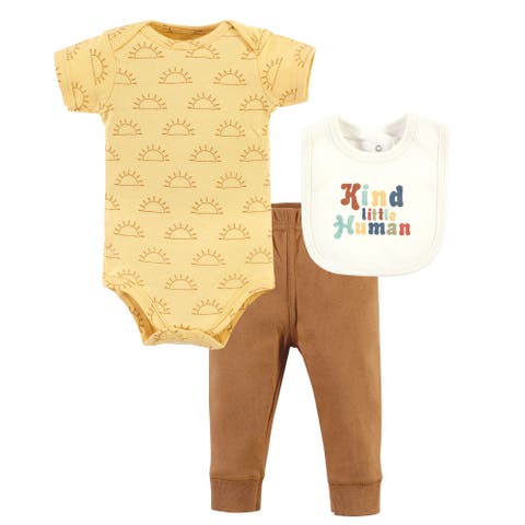 Cotton Bodysuit, Pant and Bib Set