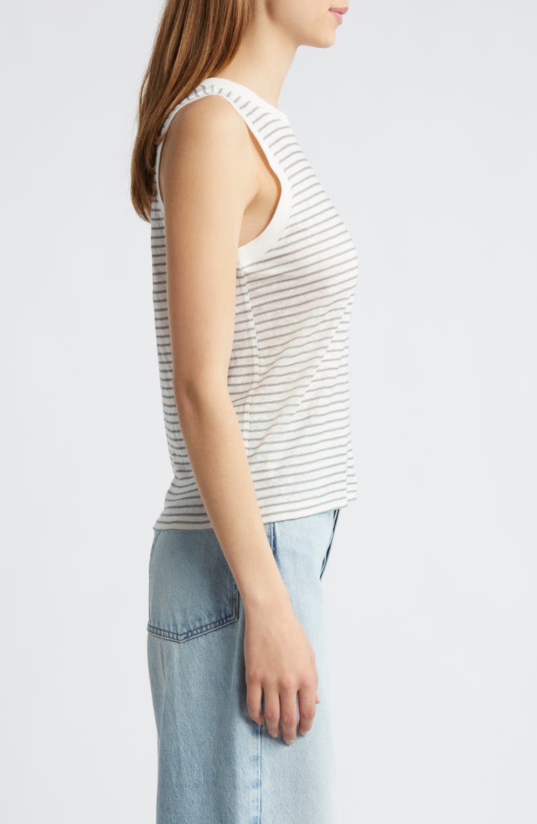 FRAME Stripe Organic Linen Muscle Tee, Alternate, color, 