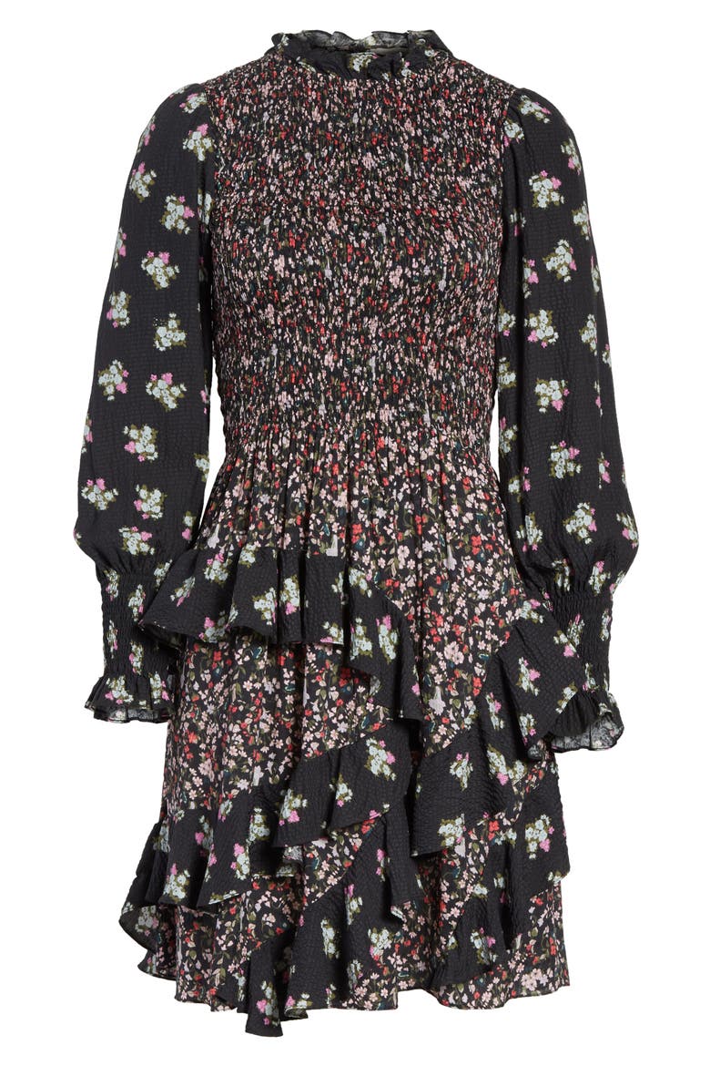 Mixed Print A-Line Silk Dress, Alternate, color, PRINT MIX COMBO
