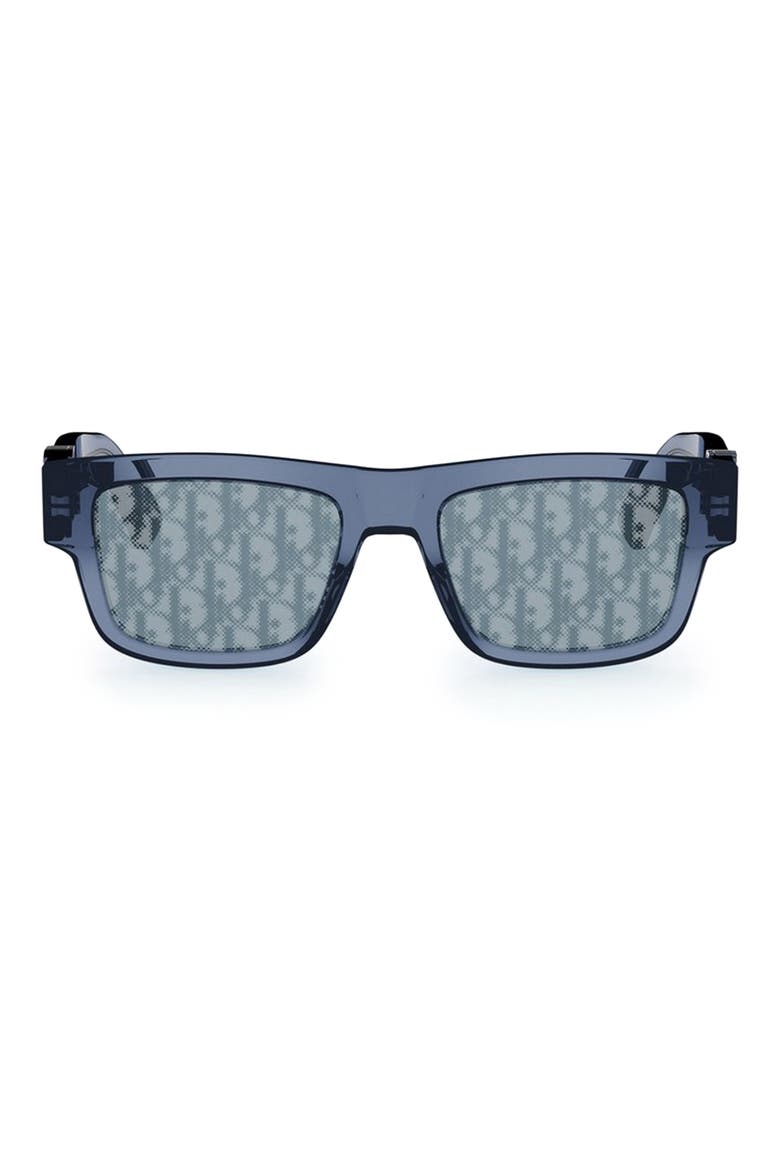 'DiorOblique S3I 52mm Mirrored Rectangular Sunglasses, Main, color, BLUE/ OTHER / BLUE MIRROR
