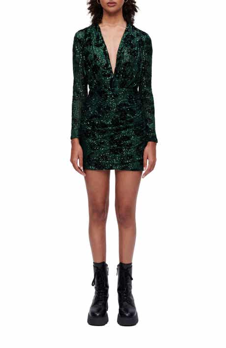 maje Riletie Sequin Long Sleeve Dress