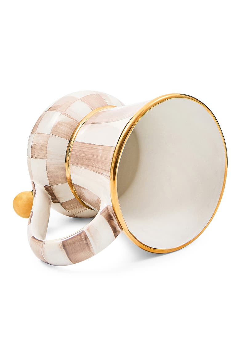 Mocha Check Ceramic Mug, Alternate, color, MOCHA