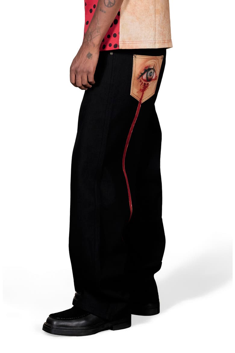 x Jason Landis Tear Formula Baggy Jeans, Alternate, color, BLACK