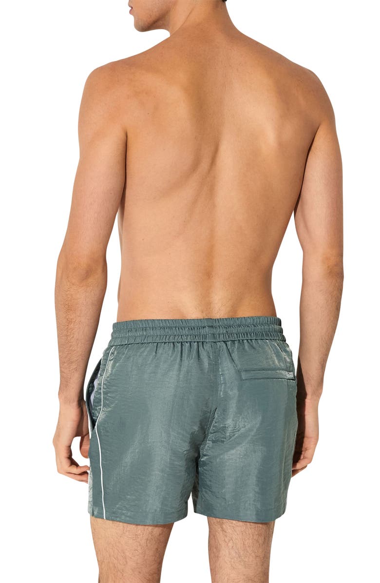 Reiss Breeze Piped Nylon Swim Trunks, Alternate, color, Sage Green