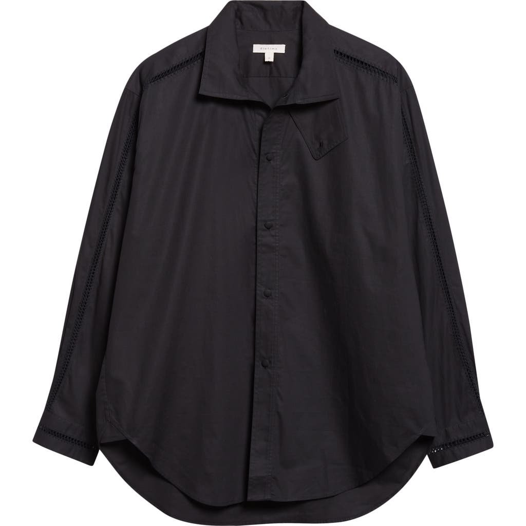Diotima Tab Embroidered Cotton Poplin Button-up Shirt In Black