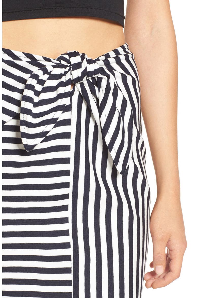 Stripe Tie Front Skirt, Alternate, color, NAVY EVENING STRIPE