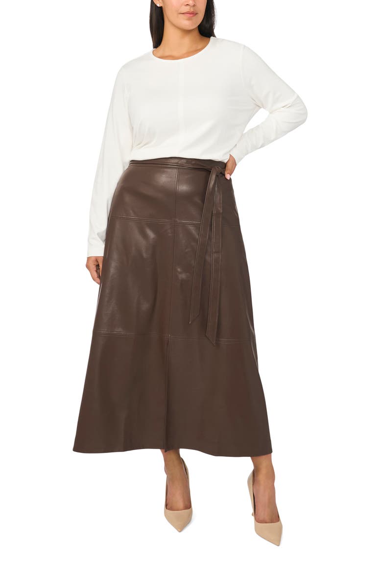 Faux Leather Tiered Seam Maxi Skirt, Alternate, color, DELICIOSO