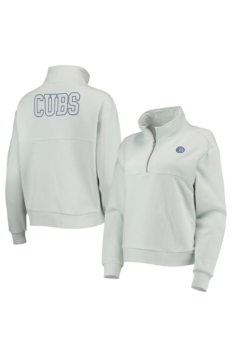 THE WILD COLLECTIVE Women's The Wild Collective Light Blue Chicago Cubs Two-Hit Quarter-Zip Pullover Top, Main, color, 