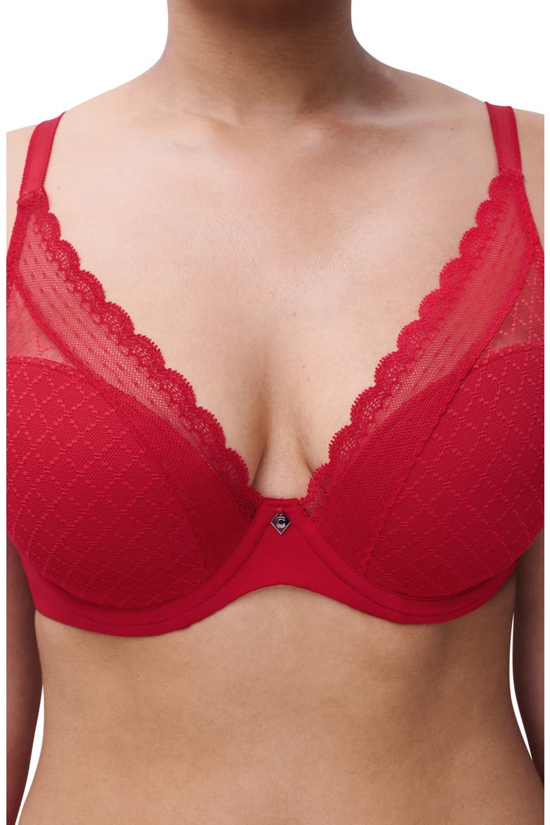 Norah Chic Plunge T-Shirt Bra, Alternate, color, POPPY RED