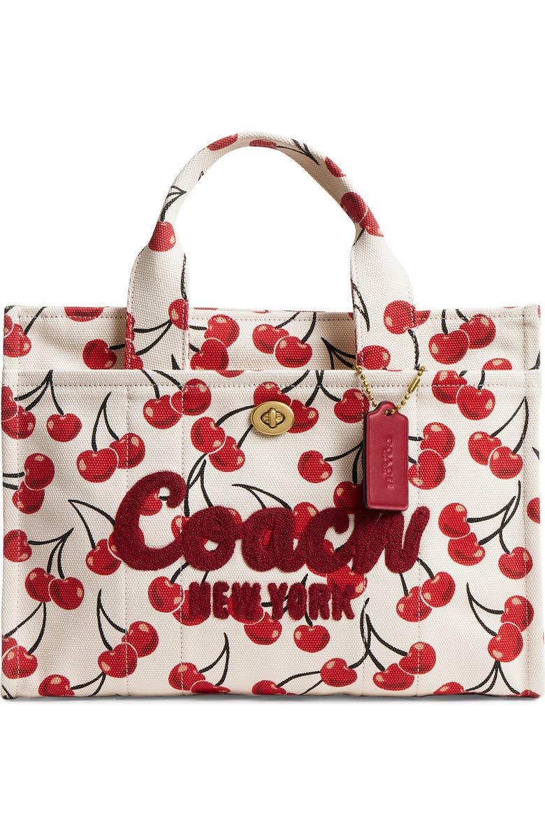 COACH Cherry Print Canvas Cargo Tote, Main, color,