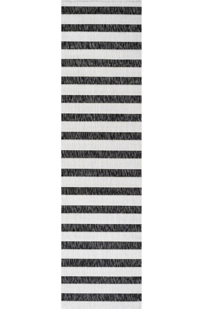 JONATHAN Y Aveiro Wide Stripe Indoor/Outdoor Area Rug, Main, color, Black/Cream