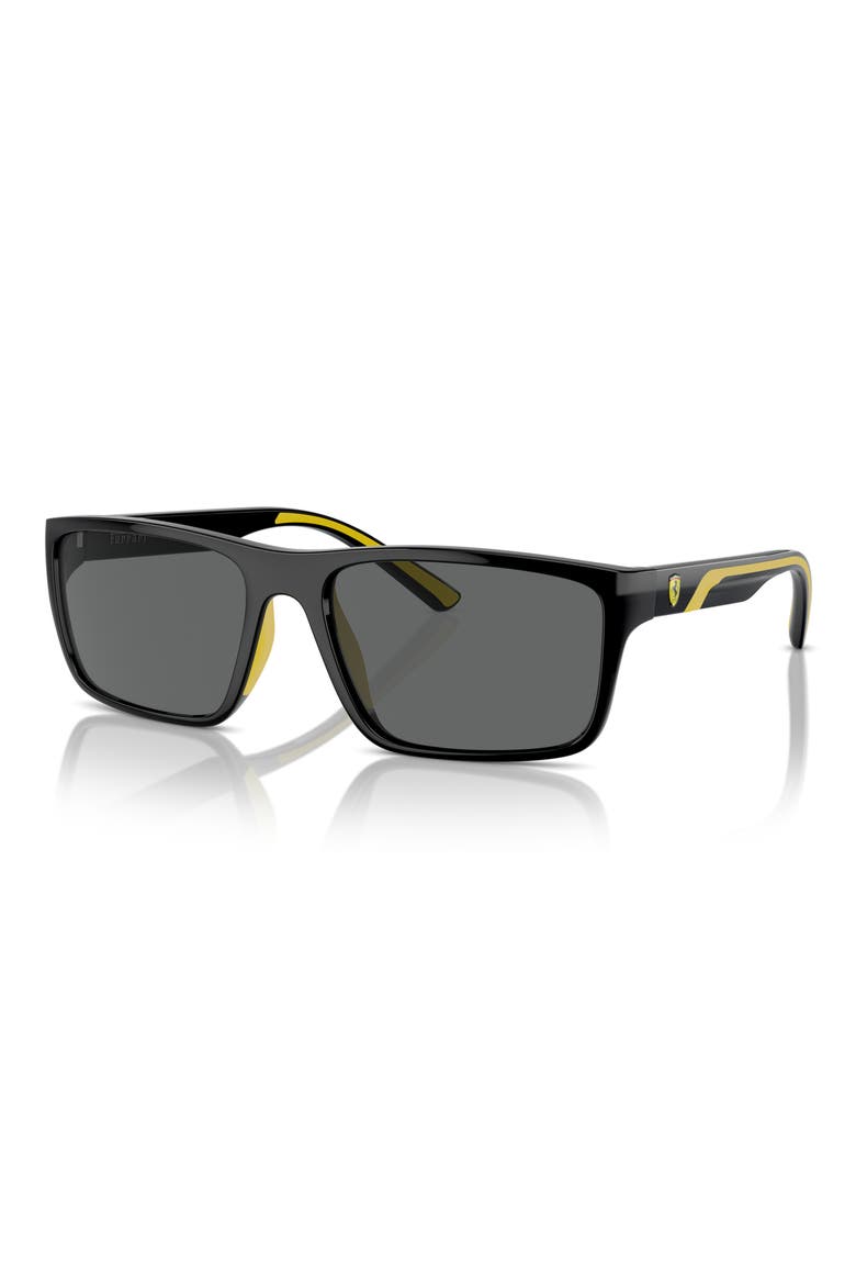 59mm Rectangular Sunglasses, Alternate, color, BLACK
