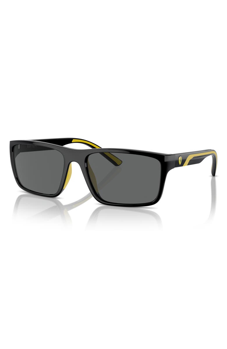 Scuderia Ferrari 59mm Rectangular Sunglasses, Alternate, color, Black