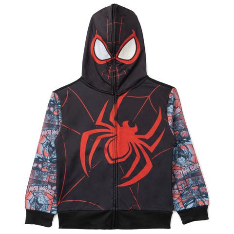 Spider-Verse Miles Morales Cosplay Fleece Zip-Up Hoodie