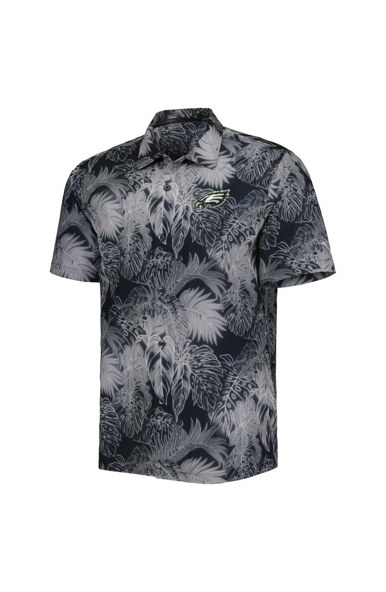 Tommy Bahama Men's Tommy Bahama Black Philadelphia Eagles Big & Tall Bahama Coast Luminescent Fronds Camp IslandZone Button-Up Shirt, Alternate, color, Black