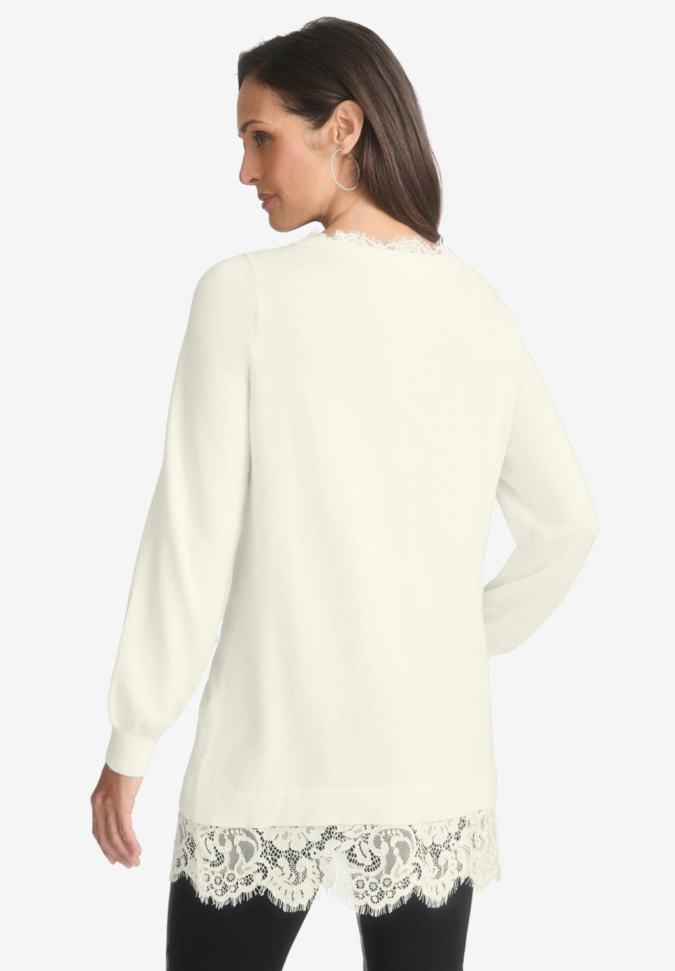 Lace Trim Pullover Sweater - image 2