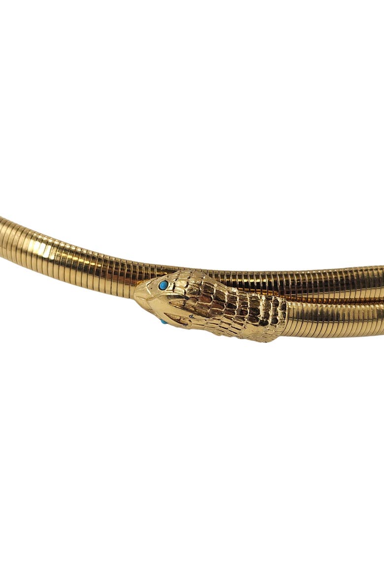 Vintage 70's Gold Snake Serpent Sculptural Belt, Alternate, color, Gold