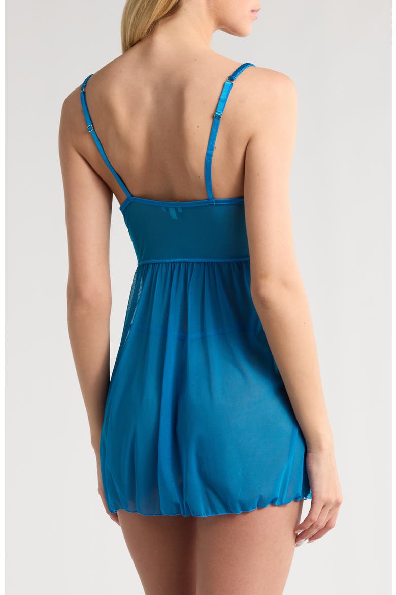 Embroidered Underwire Babydoll Chemise, Alternate, color, BLUE