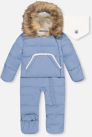 Deux par Deux Boy Snug Fleece Neckwarmer One Piece Snowsuit