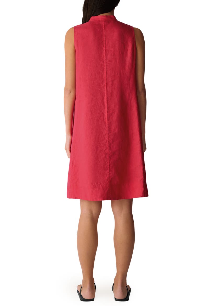 Split Collar Organic Linen A-Line Dress, Alternate, color, GRENADINE
