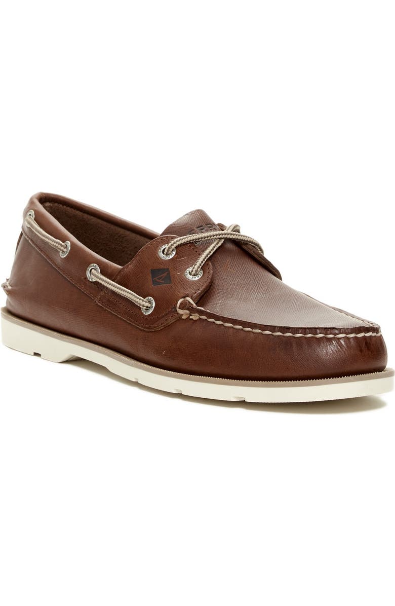 Sperry Leeward Leather Boat Shoe, Main, color,