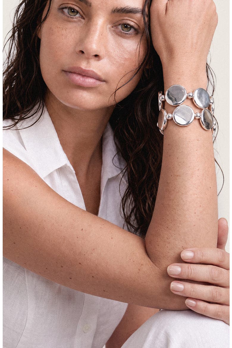 Disc Stretch Bracelet, Alternate, color, SILVER
