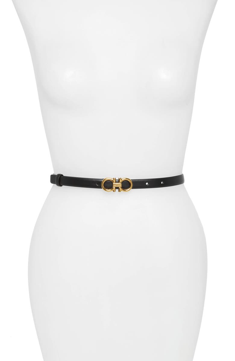 FERRAGAMO Salvatore Ferragamo X-Small New Gancini Leather Belt, Main, color,