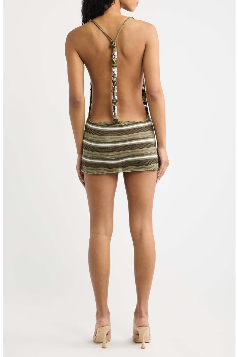 Lior Stripe Knit Embellished Backless Minidress, Alternate, color, MULTI