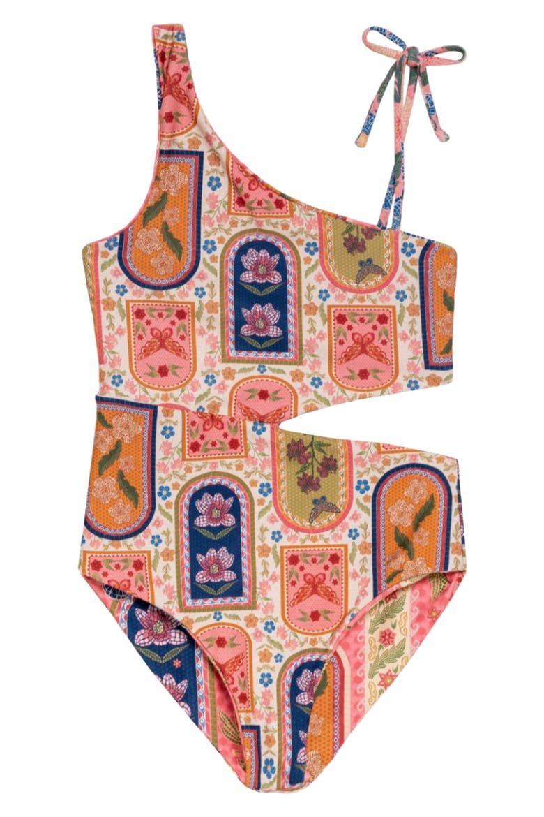 Kids' Savanna Cutout Reversible One-Piece Swimsuit, Alternate, color, RED