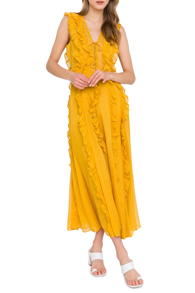 Ruffle Maxi Dress, Main, color, YELLOW
