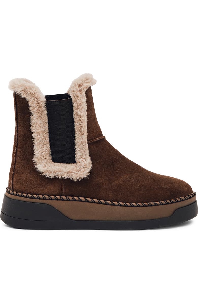Reiss Lexi Faux Fur Lined Chelsea Boot, Main, color, Chocolate