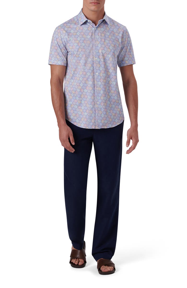 Bugatchi OoohCotton<sup>®</sup> Floral Short Sleeve Button-Up Shirt, Alternate, color, 