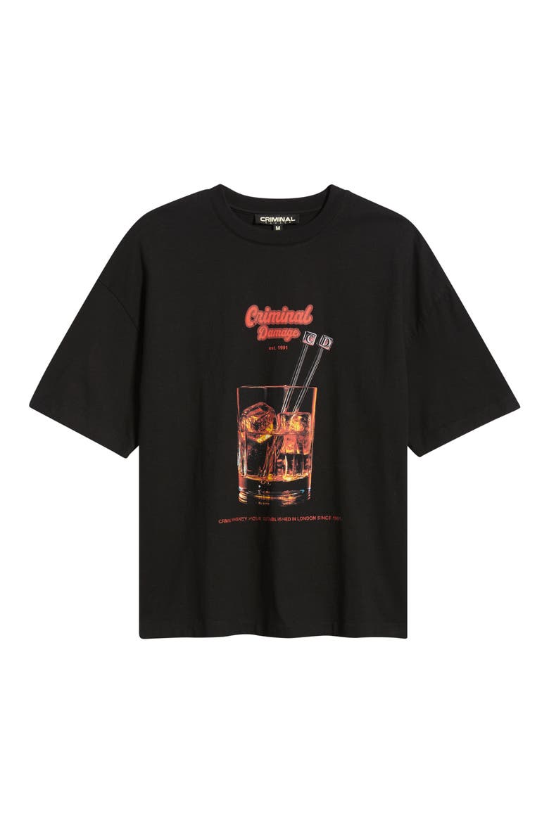 Whiskey Hour Graphic T-Shirt, Alternate, color, BLACK/ ORANGE