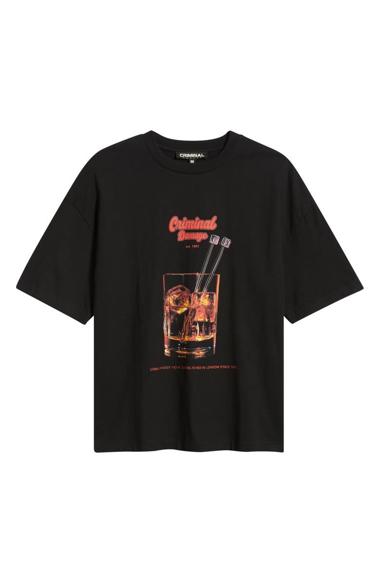CRIMINAL DAMAGE Whiskey Hour Graphic T-Shirt, Main, color, Black/ Orange