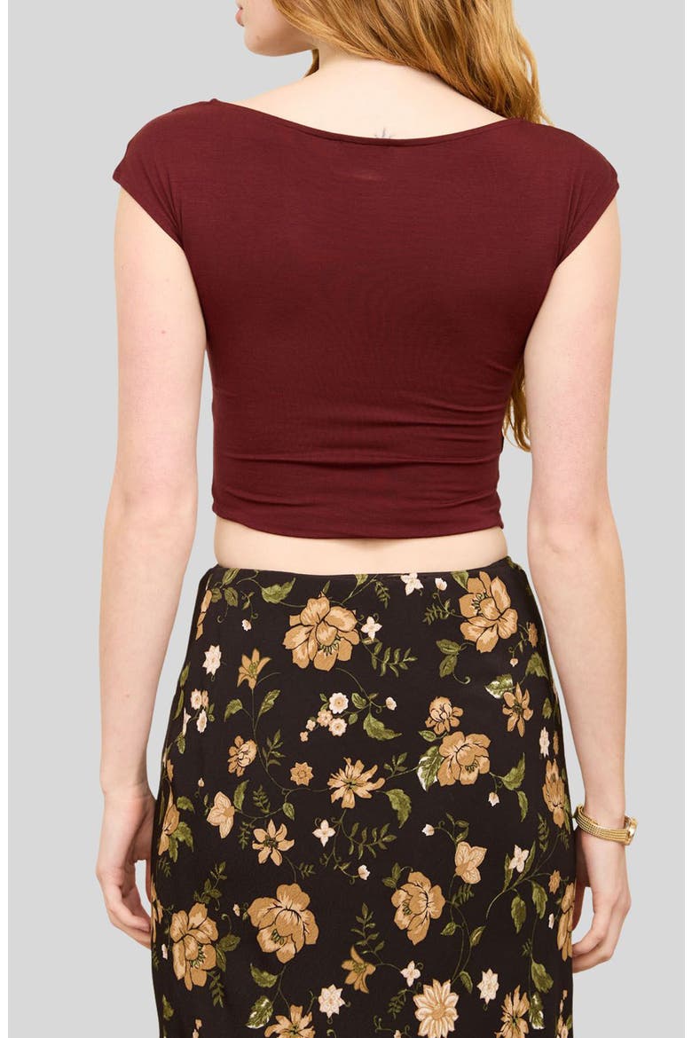 Asymmetrical Neckline Knit Top, Alternate, color, BURGUNDY