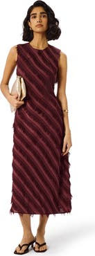 22454328 Fringe Textured Sleeveless Midi Dress