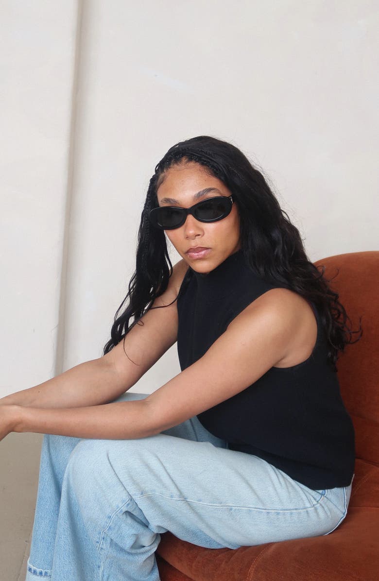 INDY SoHo Oval Polarized Sunglasses, Alternate, color, Black