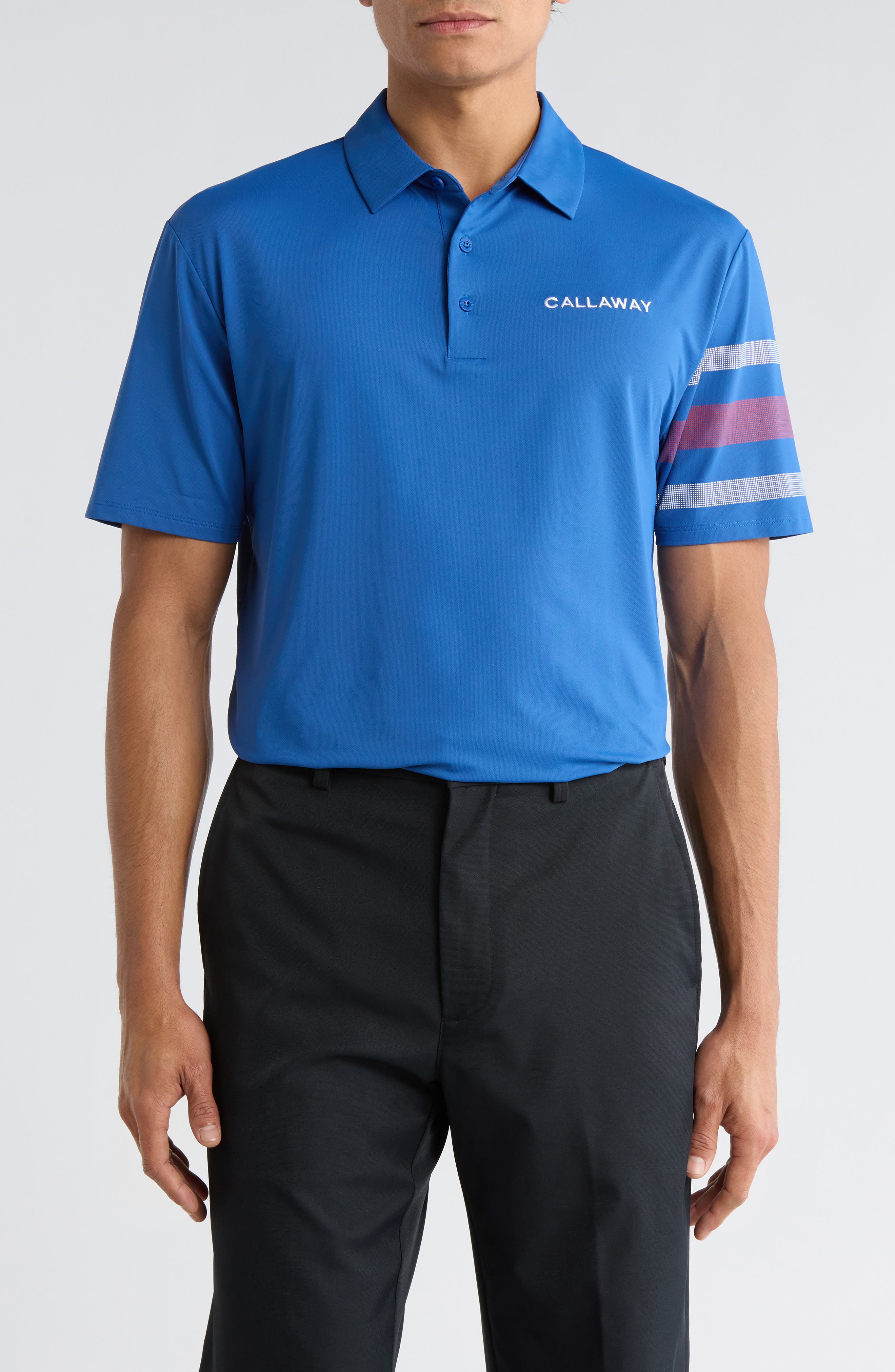 Callaway Triple Stripe Track Sleeve Golf Polo