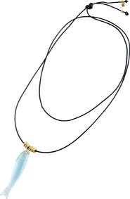 Madewell Fish Charm Leather Cord Necklace